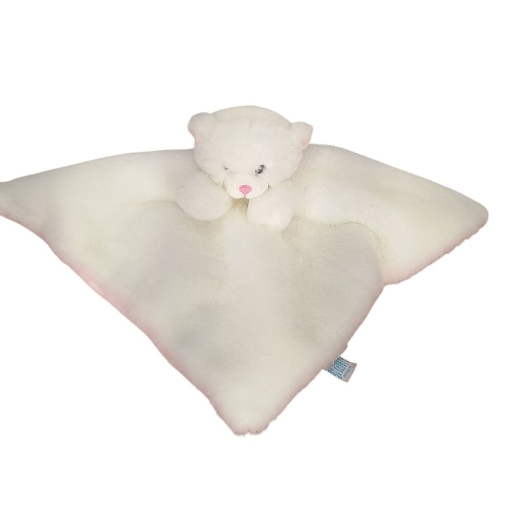 Ebba Lovey‎ White Bear Plush Pink Check Security Blanket Soft Fluffy